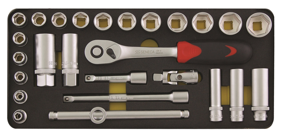 SENECA Socket Wrench Set i/Mtl.Cse w/Fm. (3/8"Dr.) - 26Pcs