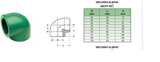 40mm PPR WELDING BEND 90°