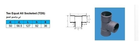 75x 50mm uPVC TEE BRANCH REDUCED S/C (GY)
