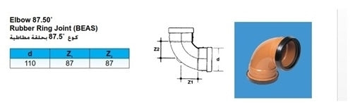 110 مم upvc bend 90 ° (أو) جميع نهاية المقبس الجانبي