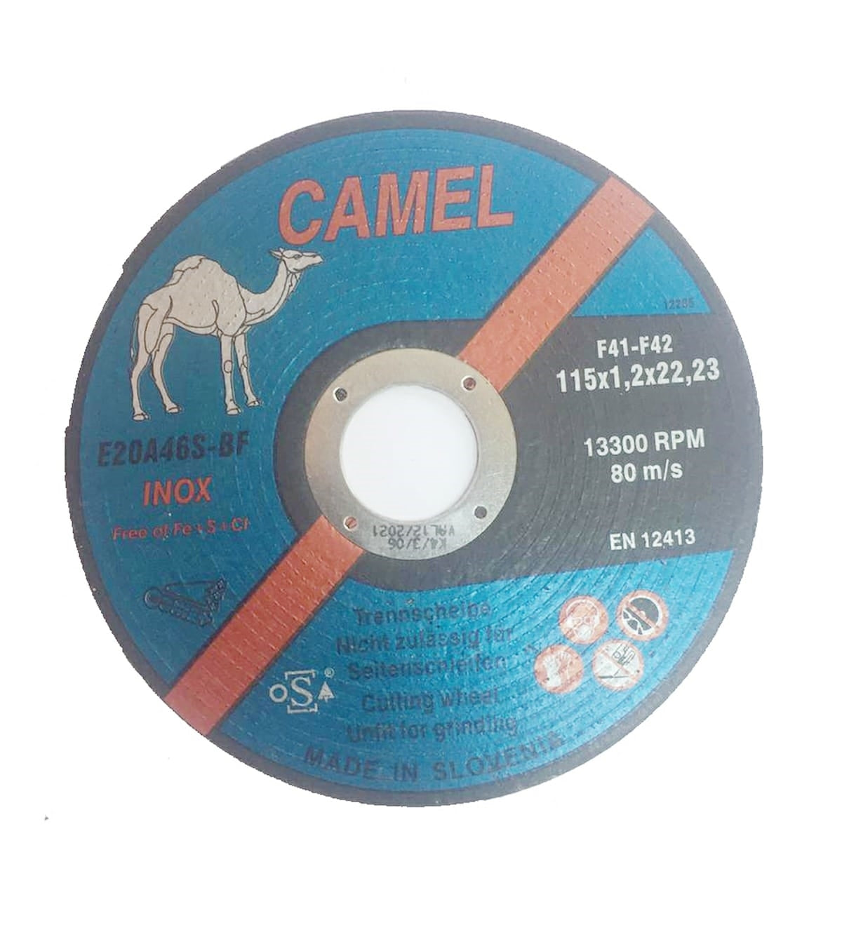 CAMEL INOX/SS DISC 115x1.2x22.23 (4.5 ") F41 13300RPM EN 12413 - Slovenia