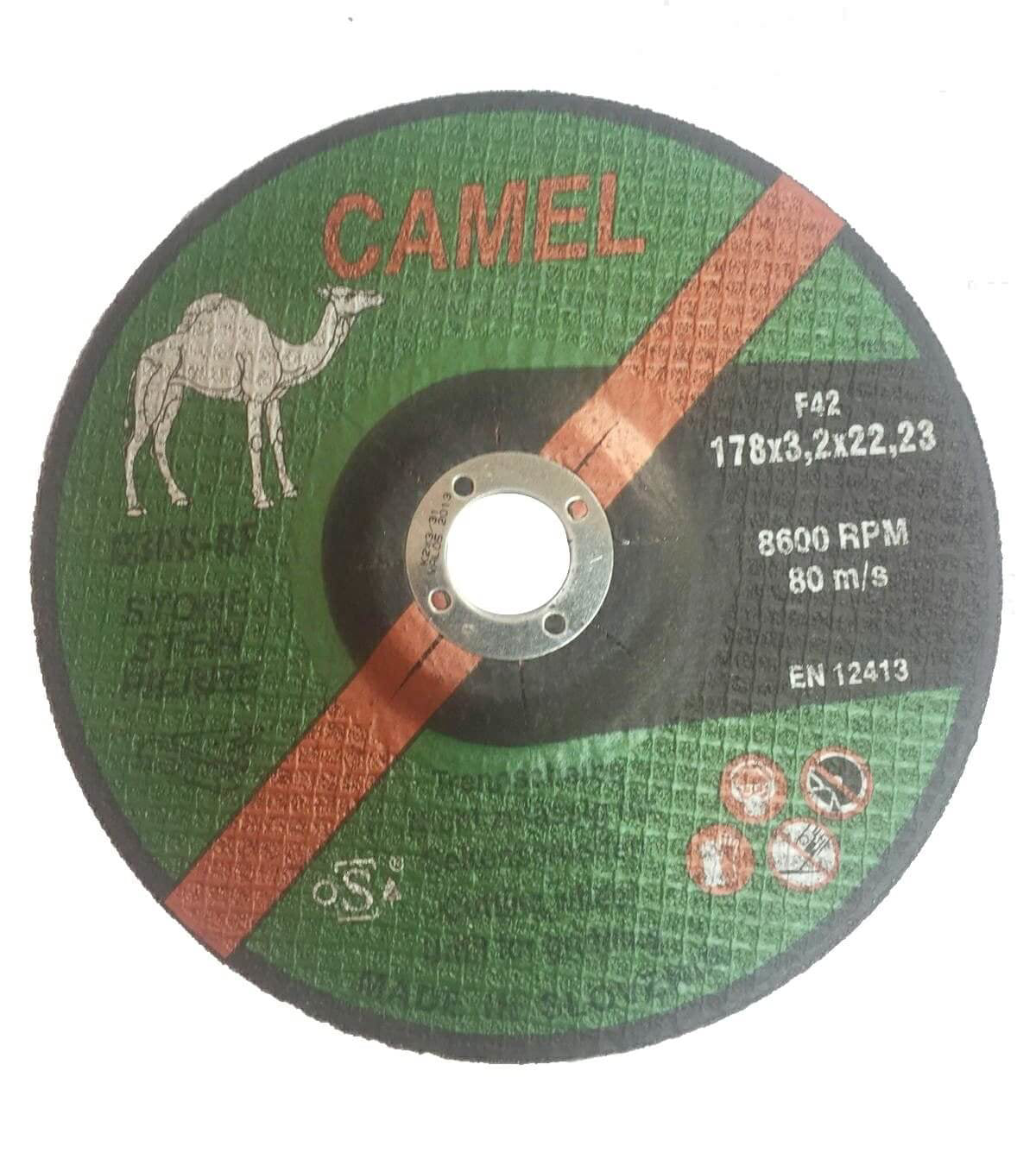 قرص قطع الحجر الجمل 180x3.2x22.23 (7 ") F42 8600RPM EN 12413-SLOVENIA