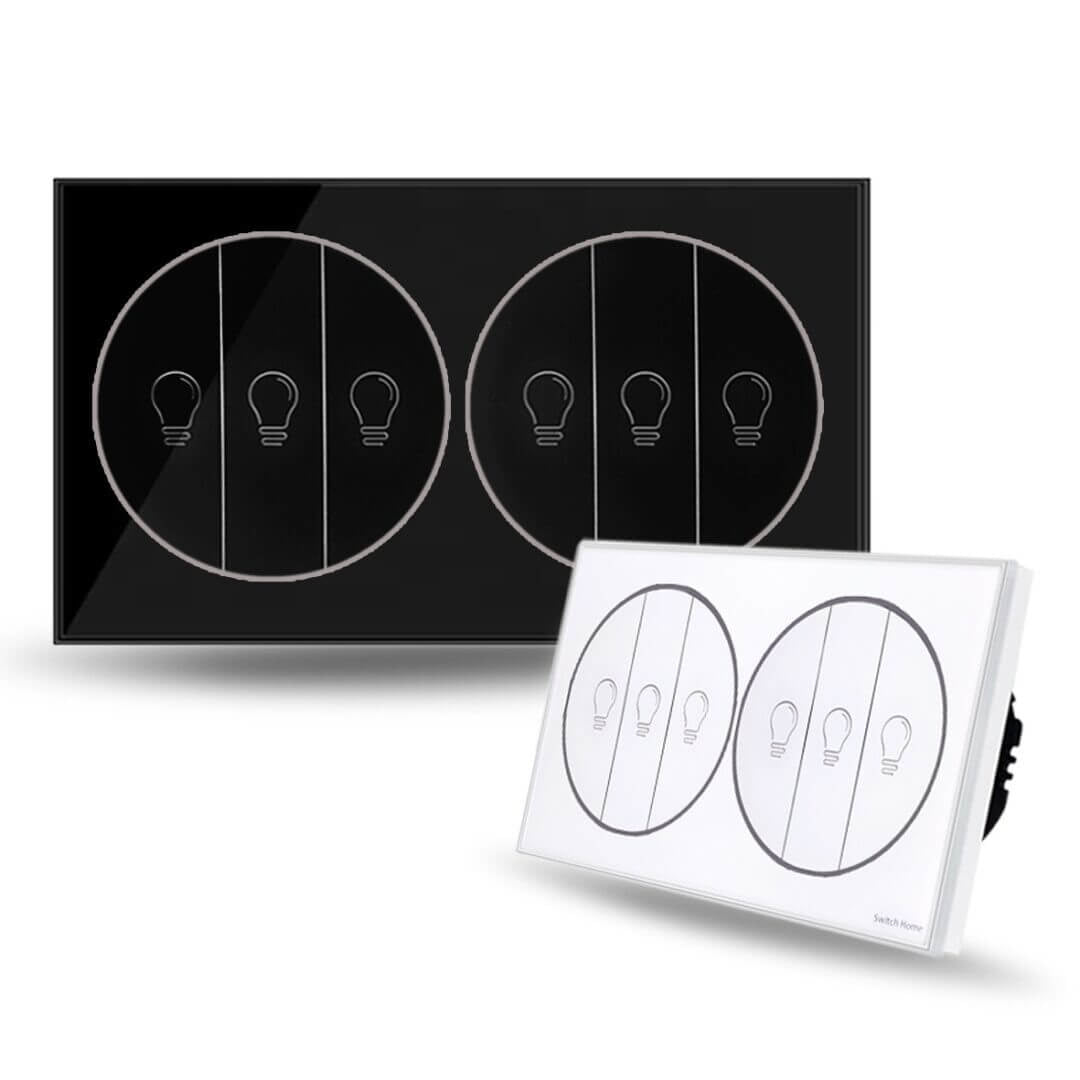 Black - Smart WiFi 6 Gangs Light Switch يدعم Google Home & Amazon Alexa