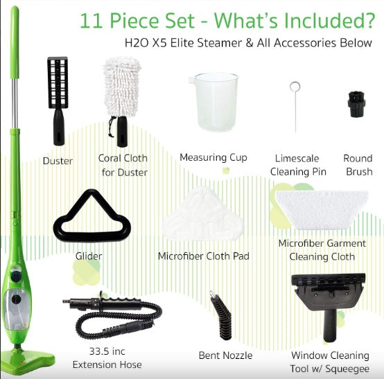 Steam Mop 1300W Multipurpose 5 in 1 – Green