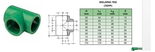 20x20mm ppr tee tee على قدم المساواة