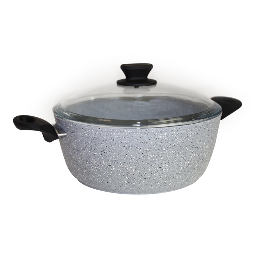 Deep Pot with Glass Lid, 20 cm, Grey