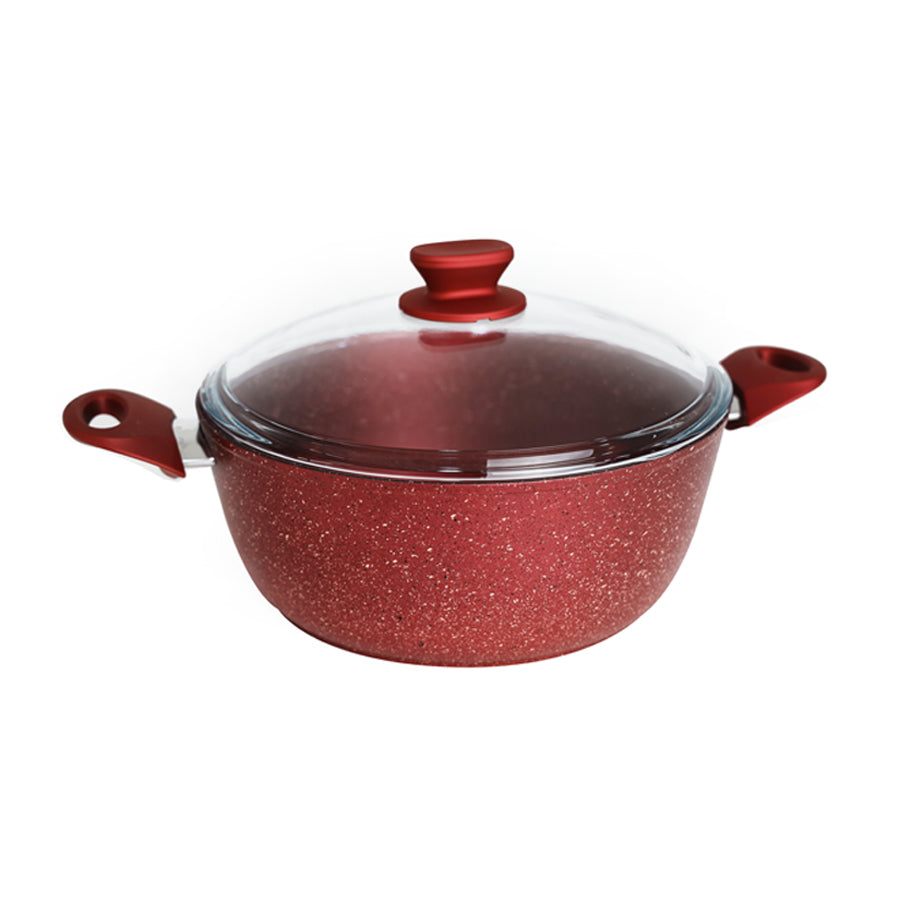 Deep Pot with Glass Lid, 20cm, Red